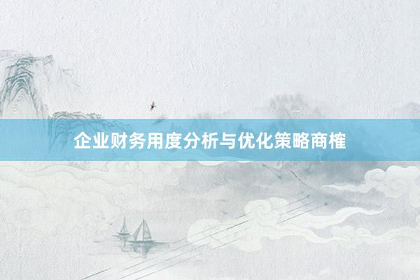 企业财务用度分析与优化策略商榷