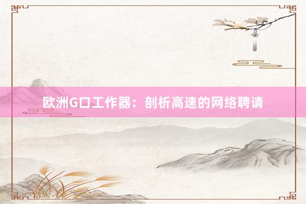 欧洲G口工作器：剖析高速的网络聘请